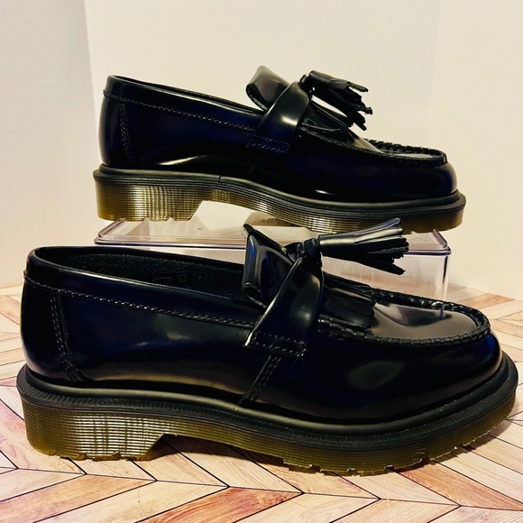 Dr Martens Adrian Smooth Leather Tassel M 5 L 6 Loafers Black Academia Business - Picture 2 of 10